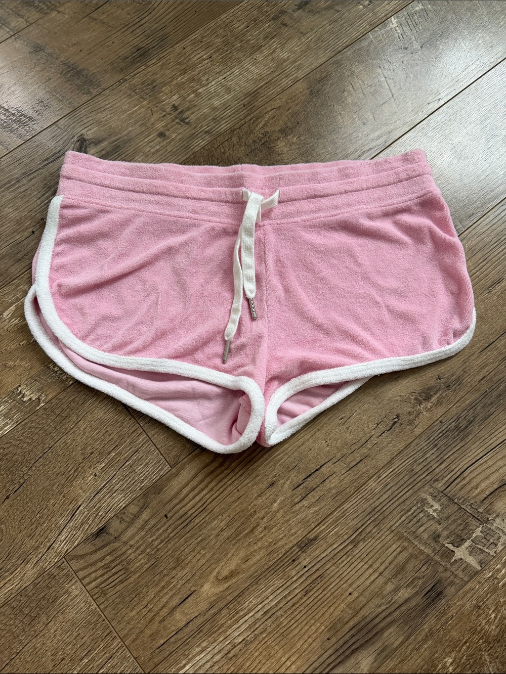 Pink Terry Cloth Shorts with Contrast Trim